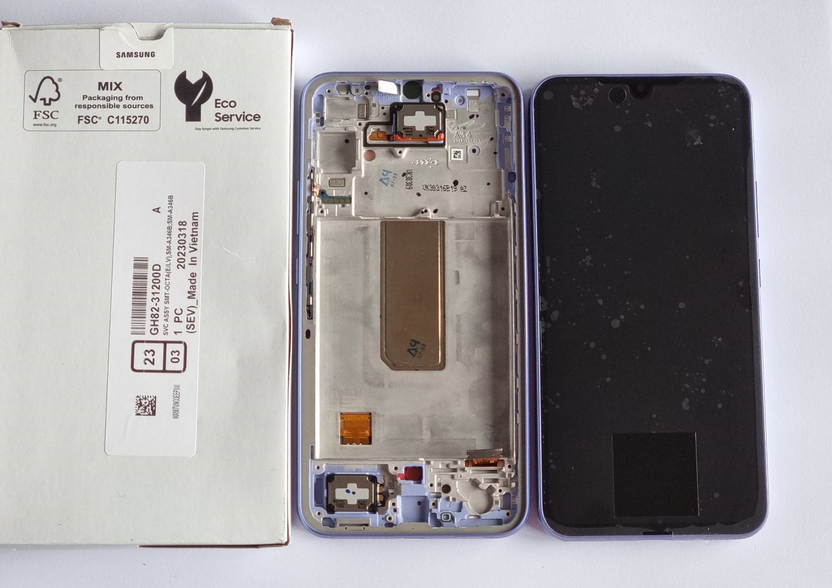 Samsung Galaxy A34 5G A34 Lcd Touch Screen Display Complete Original Genuine Violet Purple Replacement