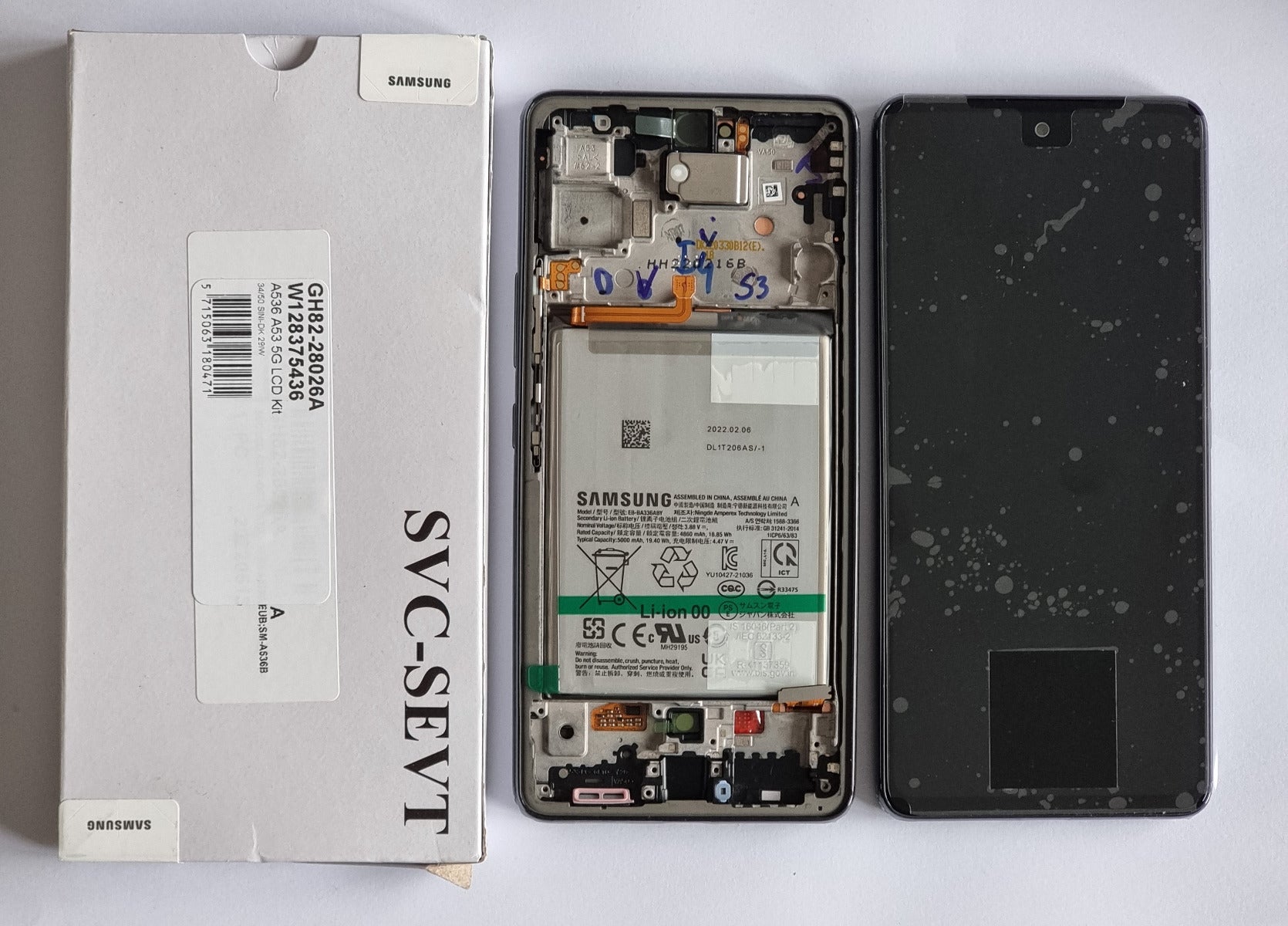 Samsung Galaxy A53 5G A536 Lcd Touch Screen Display Complete Original Genuine Black + Battery Replacement