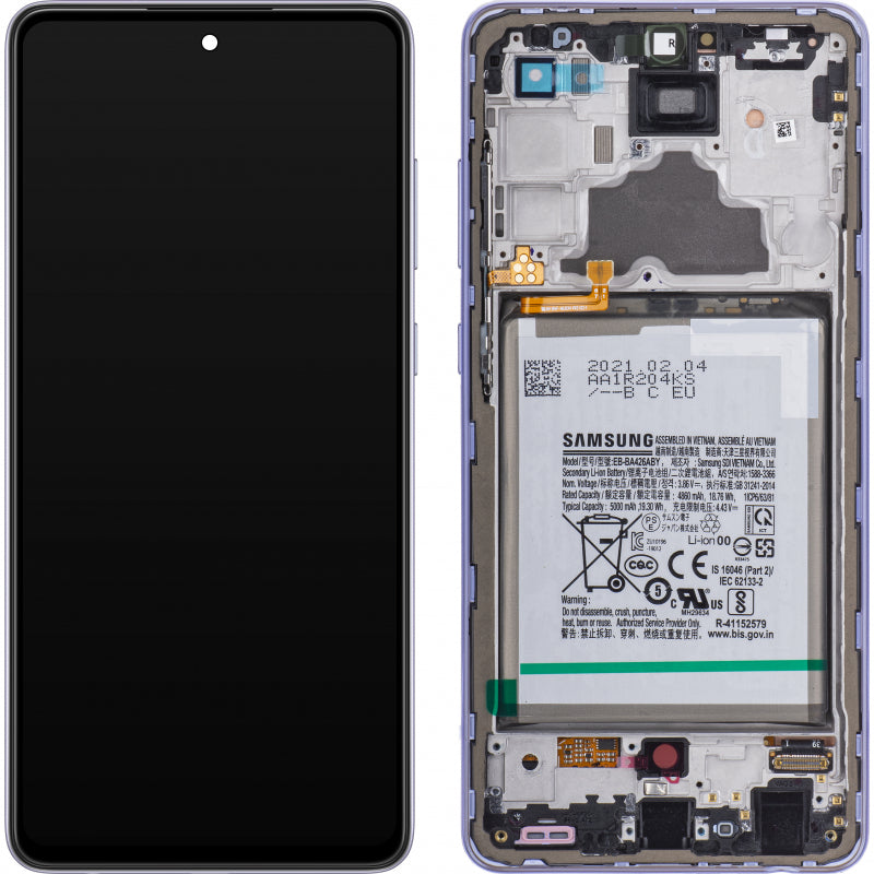 Samsung Galaxy A72 A725 Lcd Touch Screen Display Complete Original Genuine Violet Replacement + Battery