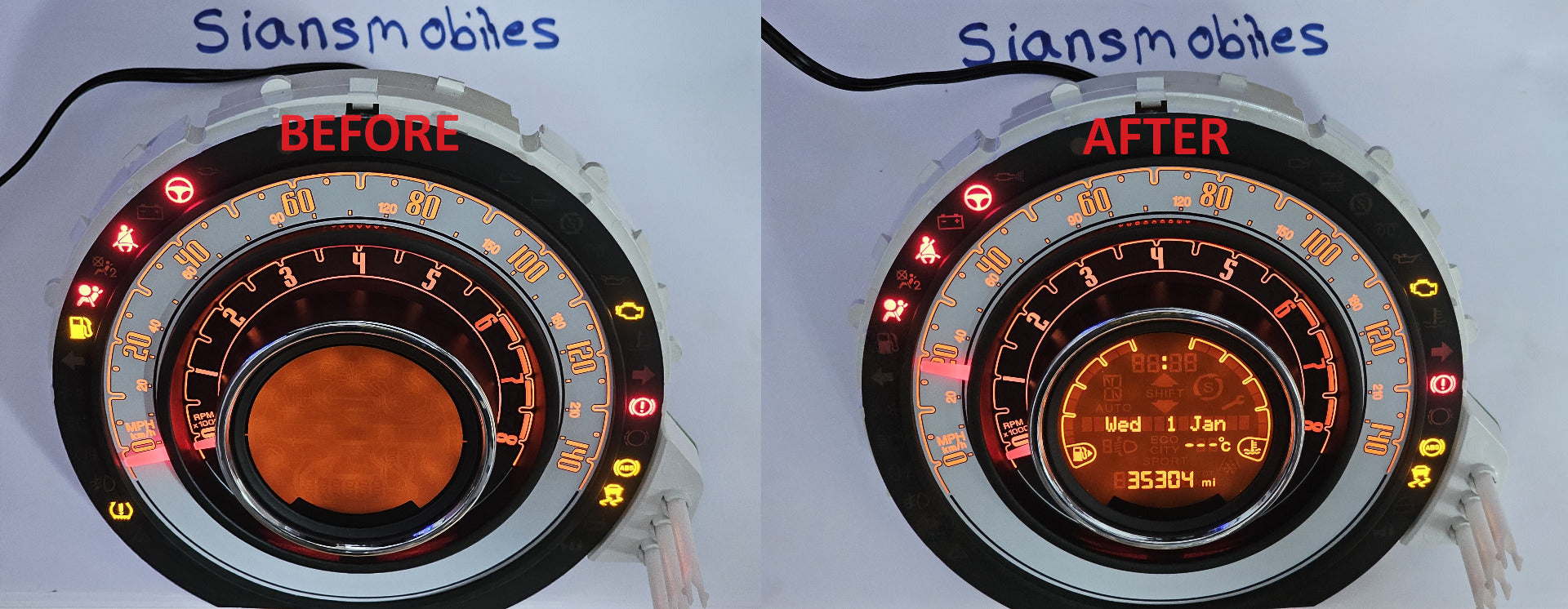 Fiat 500 2007-2014 Lcd Screen Display Dash Speedo Instrument Cluster COG-VLIT1695-01 Replacement