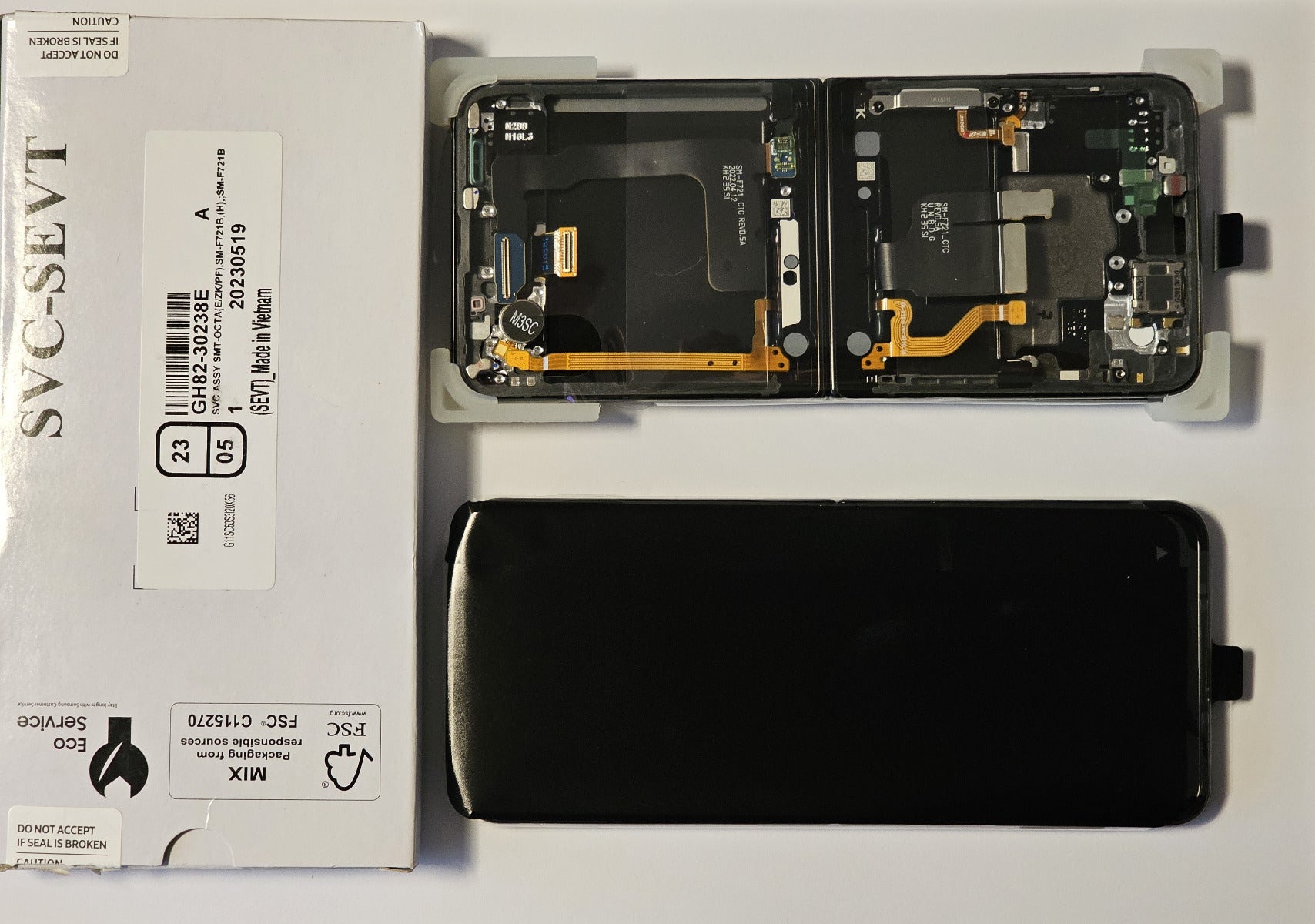 Samsung Galaxy Flip4 5G SM-F721 Lcd Touch Screen Display Complete Original Genuine Bespoke Navy Black With Frame