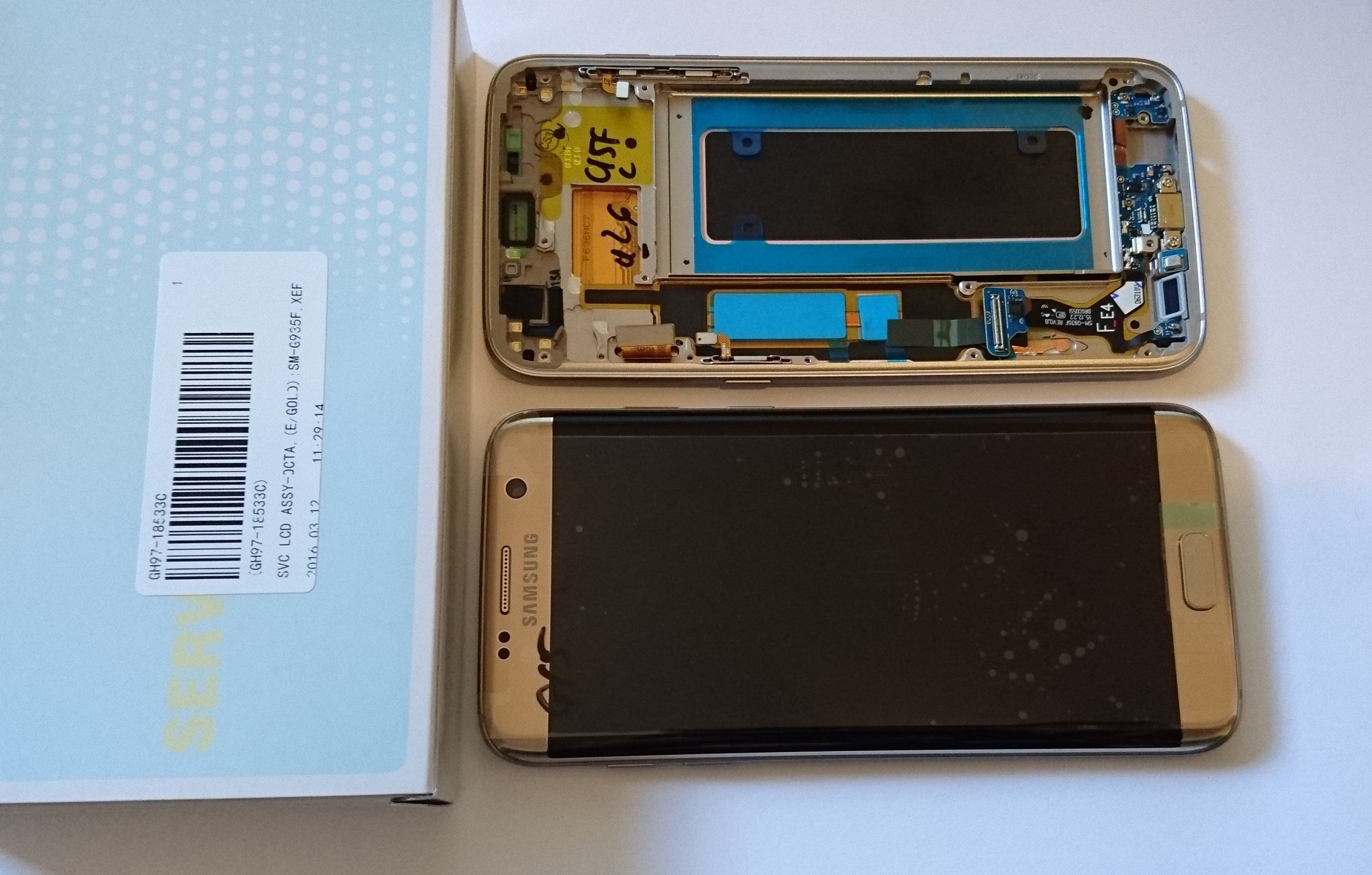 Samsung Galaxy S7 Edge SM-G935F Lcd Touch Screen Display Complete Original Genuine Gold With Frame