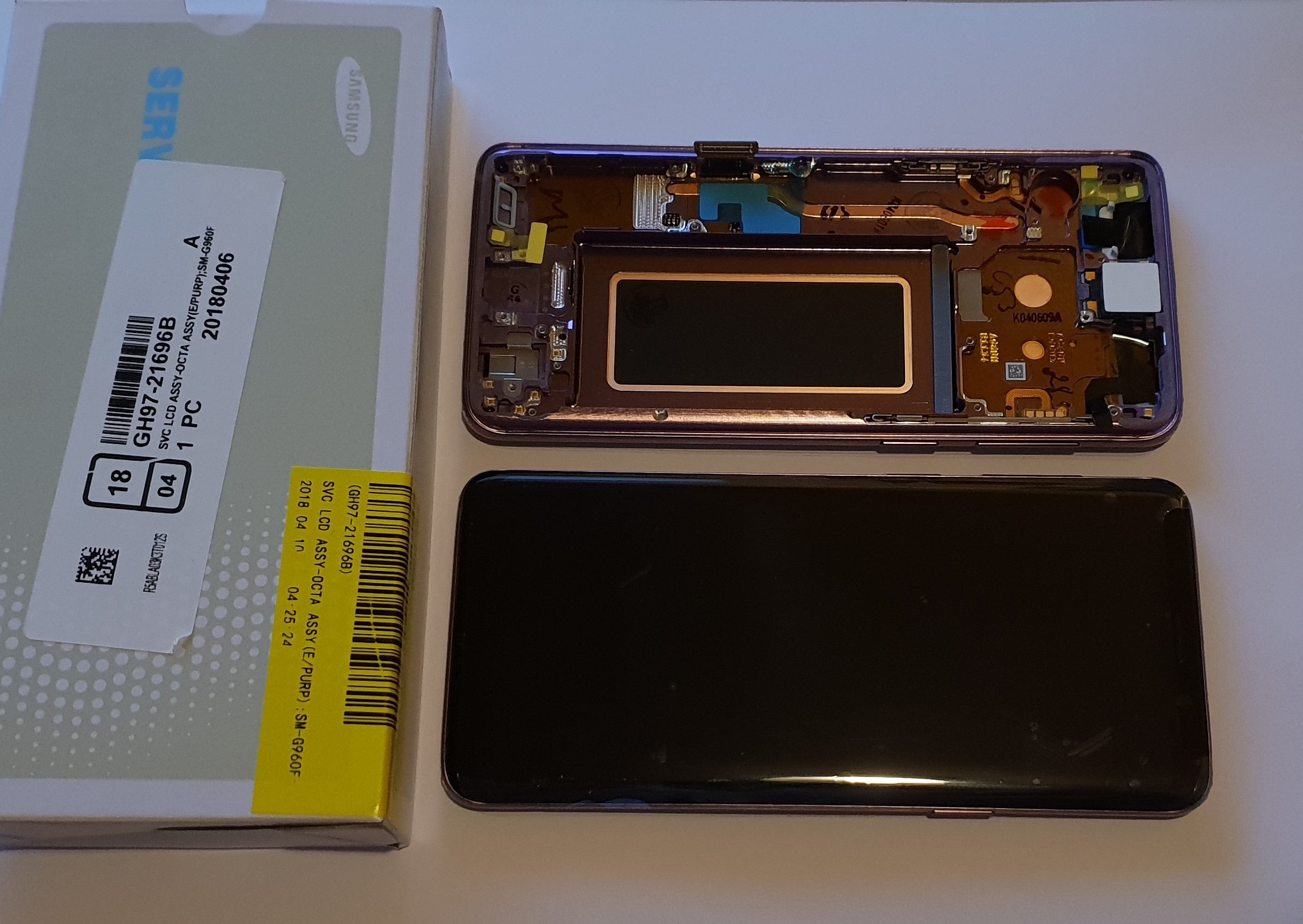 Samsung Galaxy S9 SM-G960F Lcd Touch Screen Display Complete Original Genuine Lilac Purple Pink With Frame