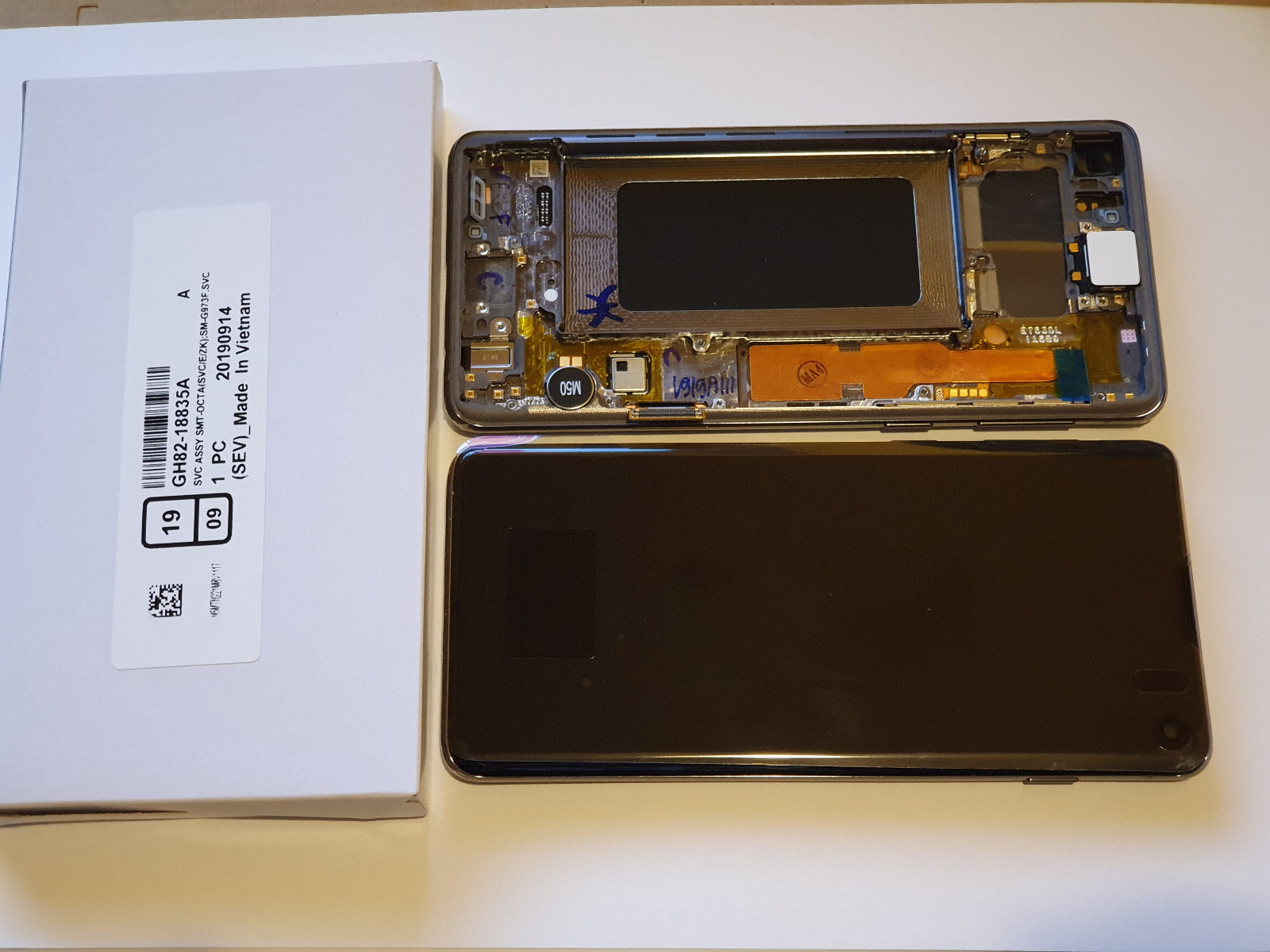 Samsung Galaxy S10 SM-G973F Lcd Touch Screen Display Complete Original Genuine Prism Black With Frame