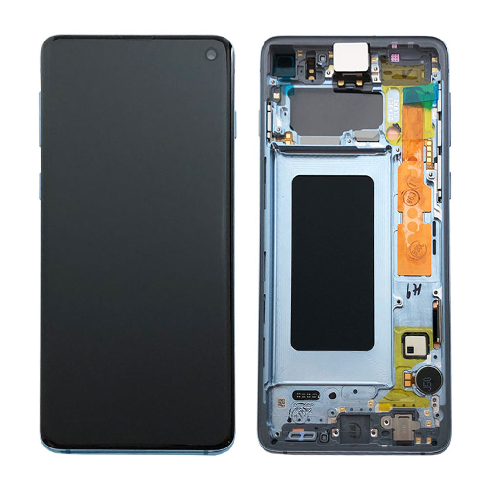 Samsung Galaxy S10 SM-G973F Lcd Touch Screen Display Complete Original Genuine Prism Blue With Frame