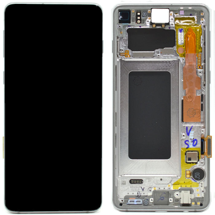 Samsung Galaxy S10 SM-G973F Lcd Touch Screen Display Complete Original Genuine Silver Black With Frame