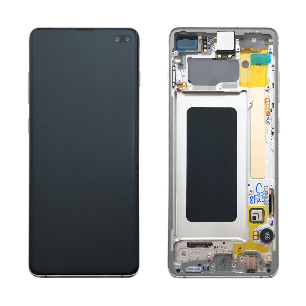 Samsung Galaxy S10+ S10 Plus SM-G975F Lcd Touch Screen Display Complete Original Genuine Prism White With Frame
