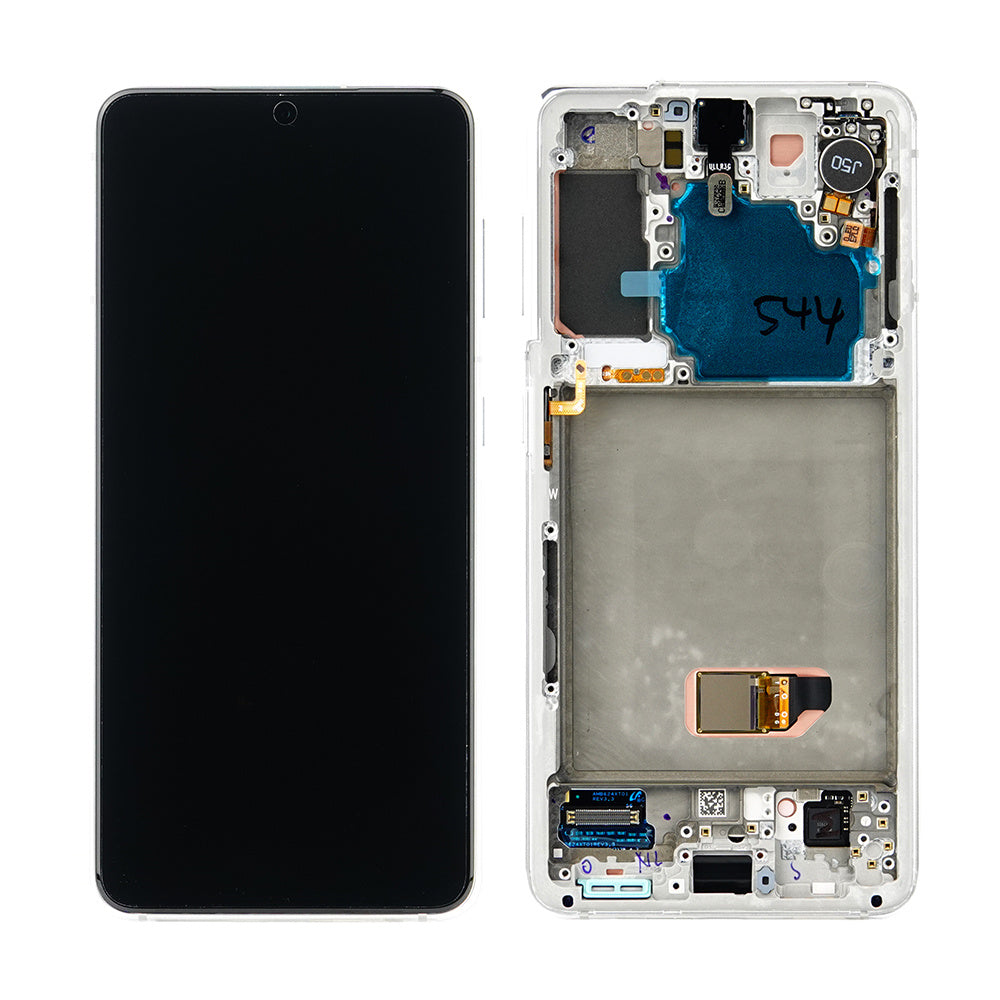 Samsung Galaxy S21 5G G991 Lcd Touch Screen Display Complete Original Genuine Phantom White With Frame