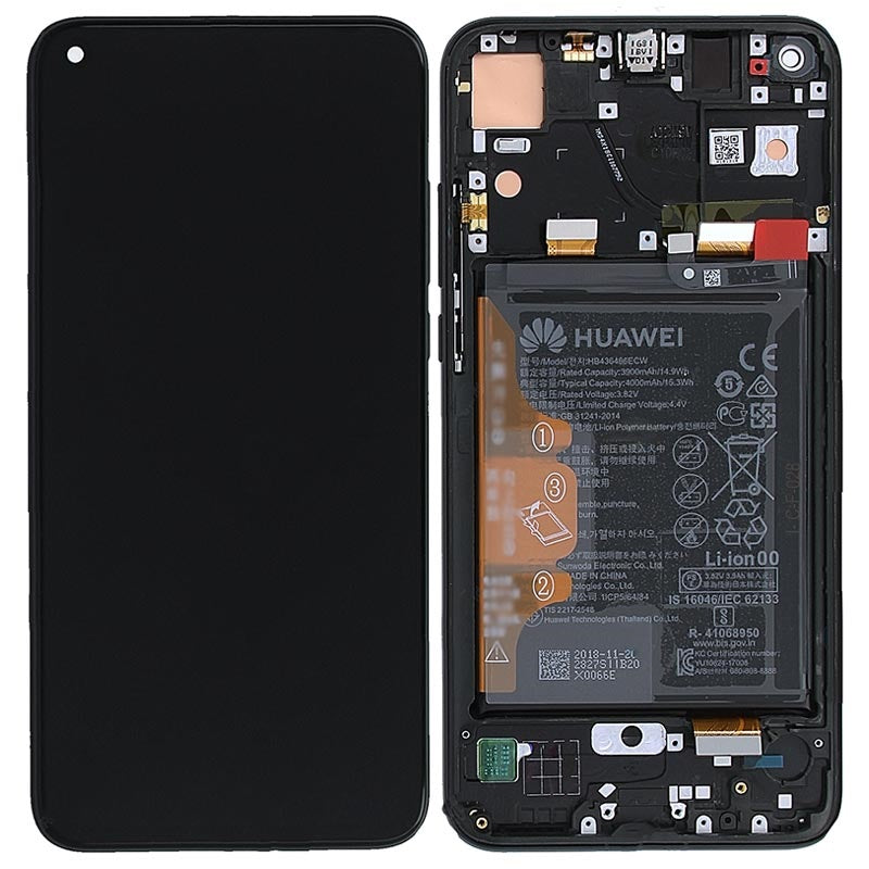 Huawei Honor View 20 Lcd Screen Display Digitizer Touch Original Genuine Complete Replacement Black With Battery + Frame