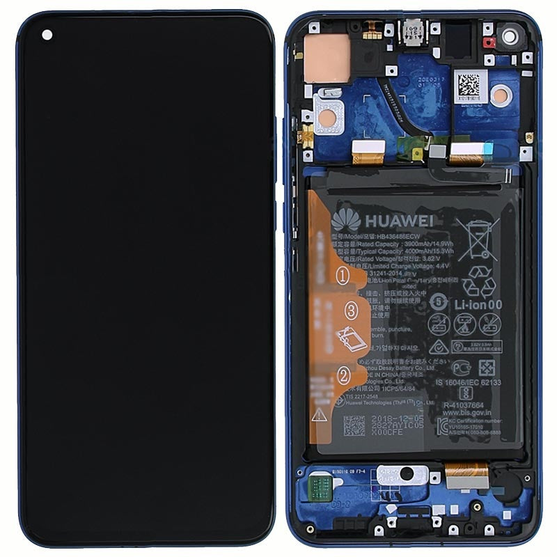 Huawei Honor View 20 Lcd Screen Display Digitizer Touch Original Genuine Complete Replacement Blue With Battery + Frame