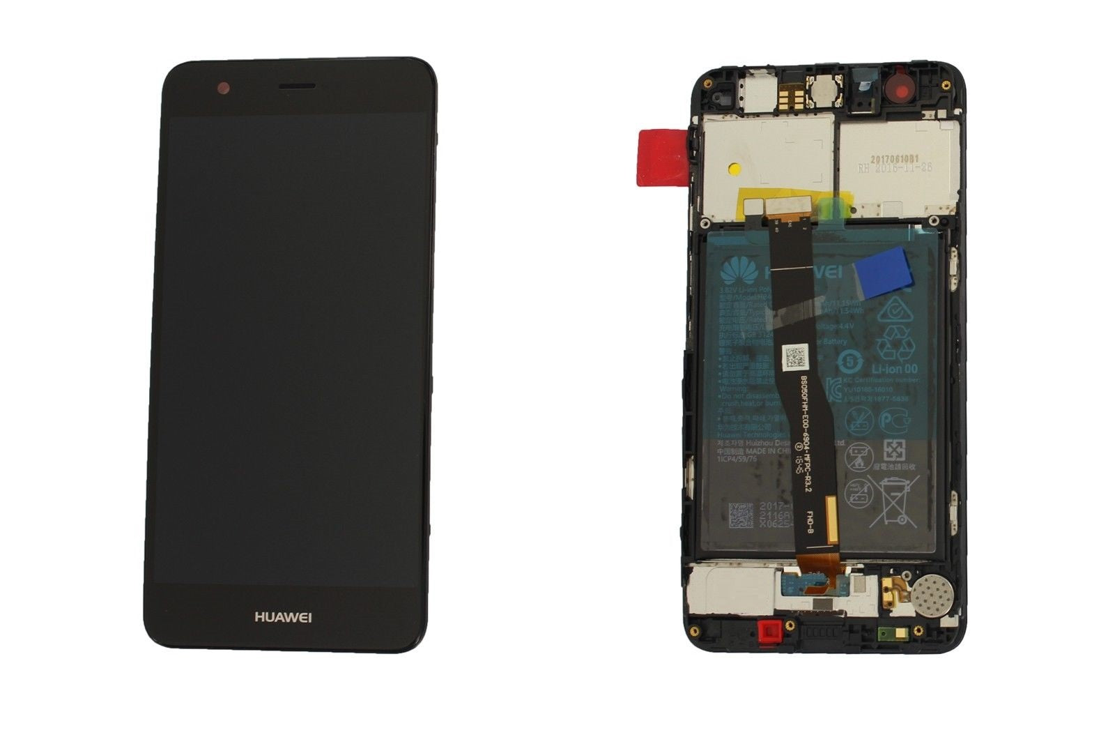 Huawei Nova CAN-L01 CAN-L11 Lcd Screen Display Digitizer Touch Original Genuine Complete Replacement Black With Battery + Frame
