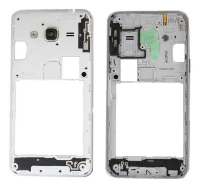 Samsung Galaxy J3 2016 J320F Replacement Middle Chassis Cover Fascia Housing + Side Buttons White