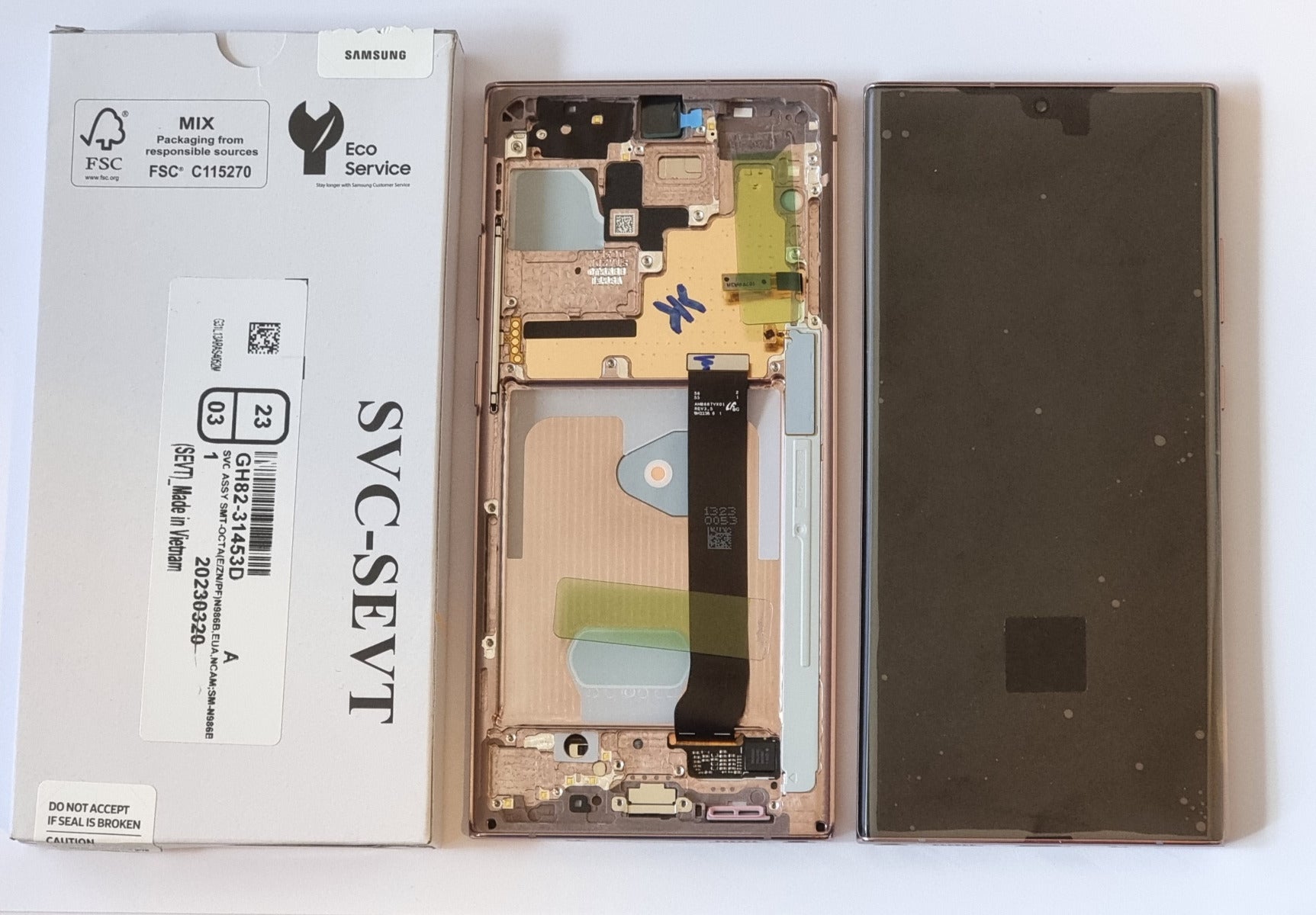 Samsung Galaxy Note 20 Ultra 5G SM-N986F Lcd Touch Screen Display Complete Original Genuine Bronze Pink With Frame
