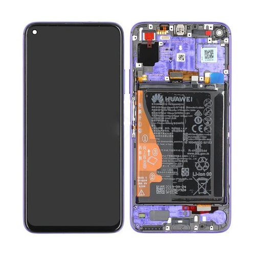 Huawei Nova 5T Purple Lcd Screen Display Digitizer Touch Original Genuine Complete Replacement With Battery + Frame