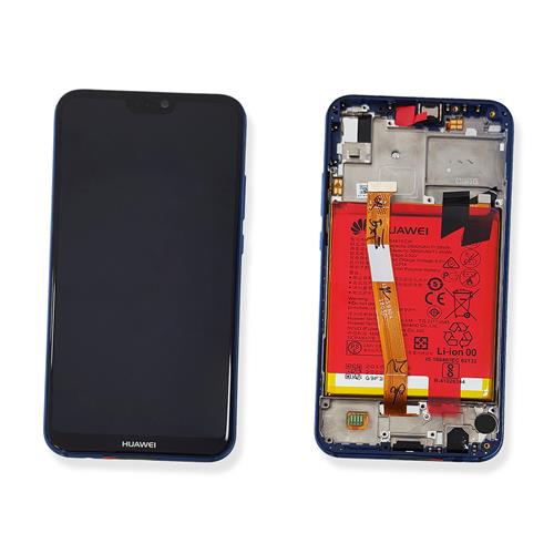 Huawei P20 Lite Lcd Screen Display Digitizer Touch Original Genuine Complete Replacement Blue With Battery + Frame
