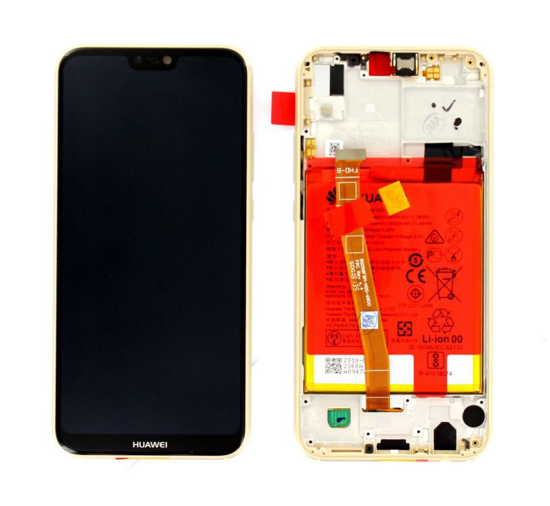 Huawei P20 Lite Lcd Screen Display Digitizer Touch Original Genuine Complete Replacement Gold With Battery + Frame