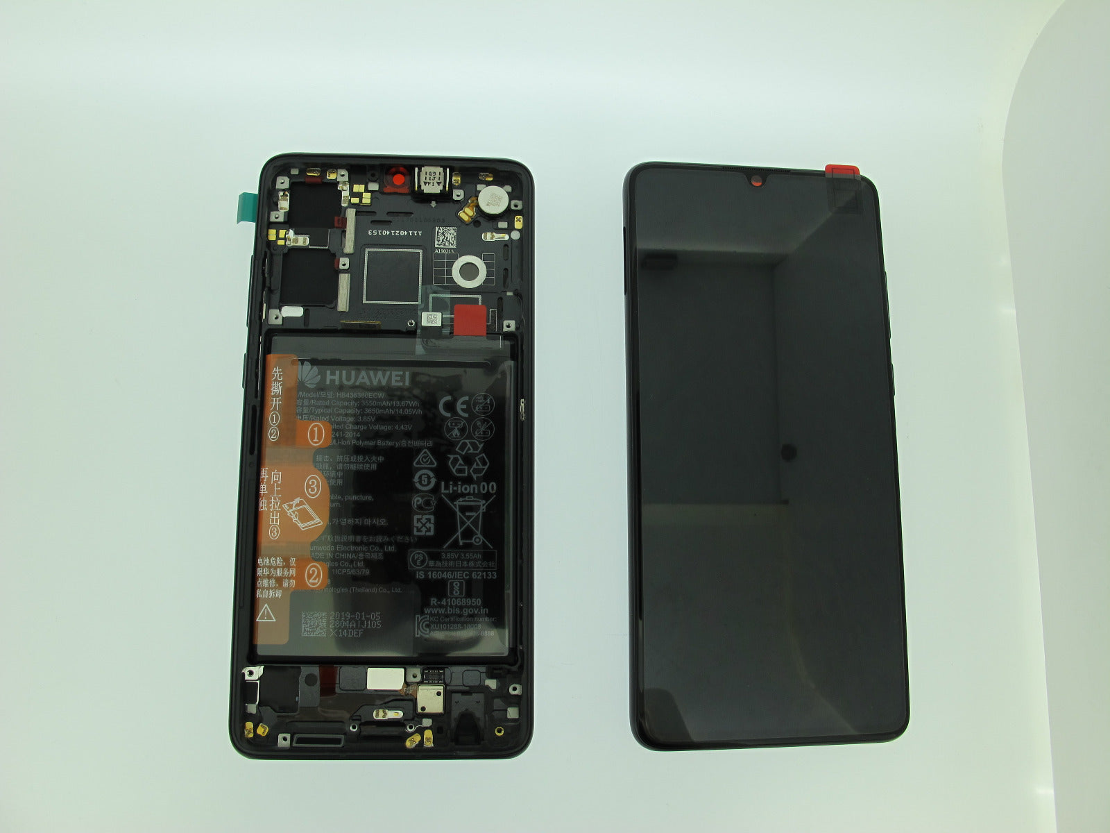 Huawei P30 Lcd Screen Display Digitizer Touch Original Genuine Complete Replacement Black With Battery + Frame