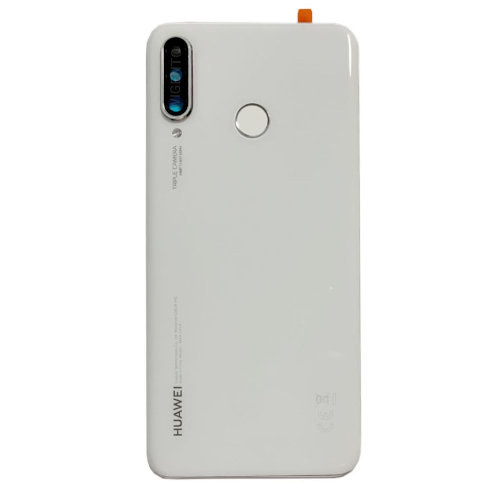 Huawei P30 Lite Back Rear Battery Cover Chassis Housing Original Genuine Complete Replacement Pearl White + Fingerprint Reader