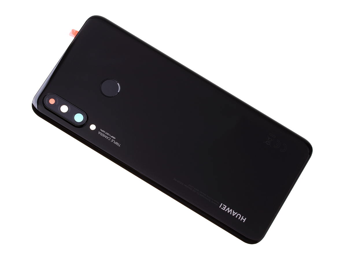 Huawei P30 Lite Back Rear Battery Cover Chassis Housing Original Genuine Complete Replacement Black + Fingerprint Reader