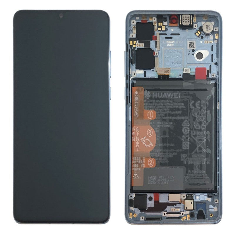 Huawei P30 Lite New Edition 2020 Lcd Screen Display Digitizer Touch Original Genuine Complete Replacement Black NFC 32MP With Battery + Frame