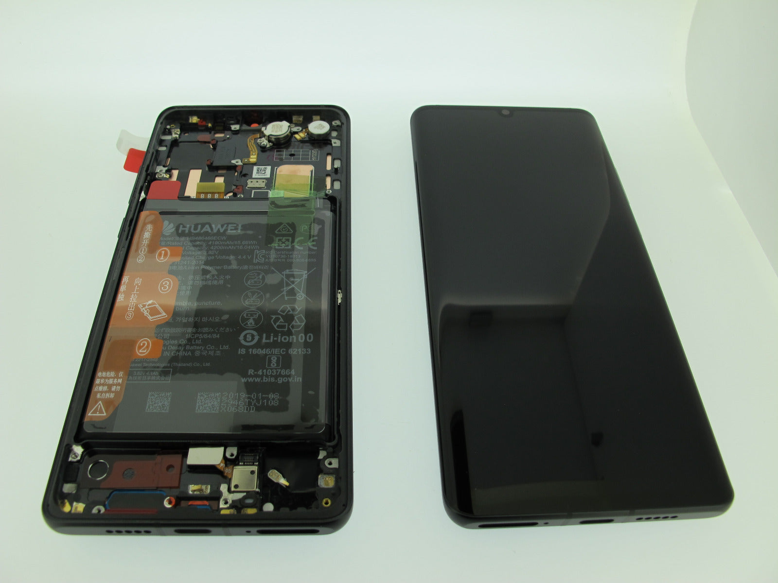 Huawei P30 Lite New Edition 2020 Lcd Screen Display Digitizer Touch Original Genuine Complete Replacement Black NFC 32MP With Battery + Frame