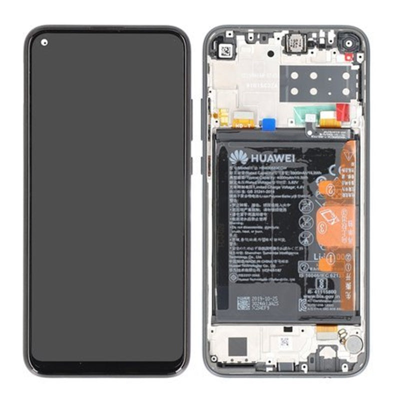 Huawei P40 Lite E Black Lcd Screen Display Digitizer Touch Original Genuine Complete Replacement With Battery + Frame