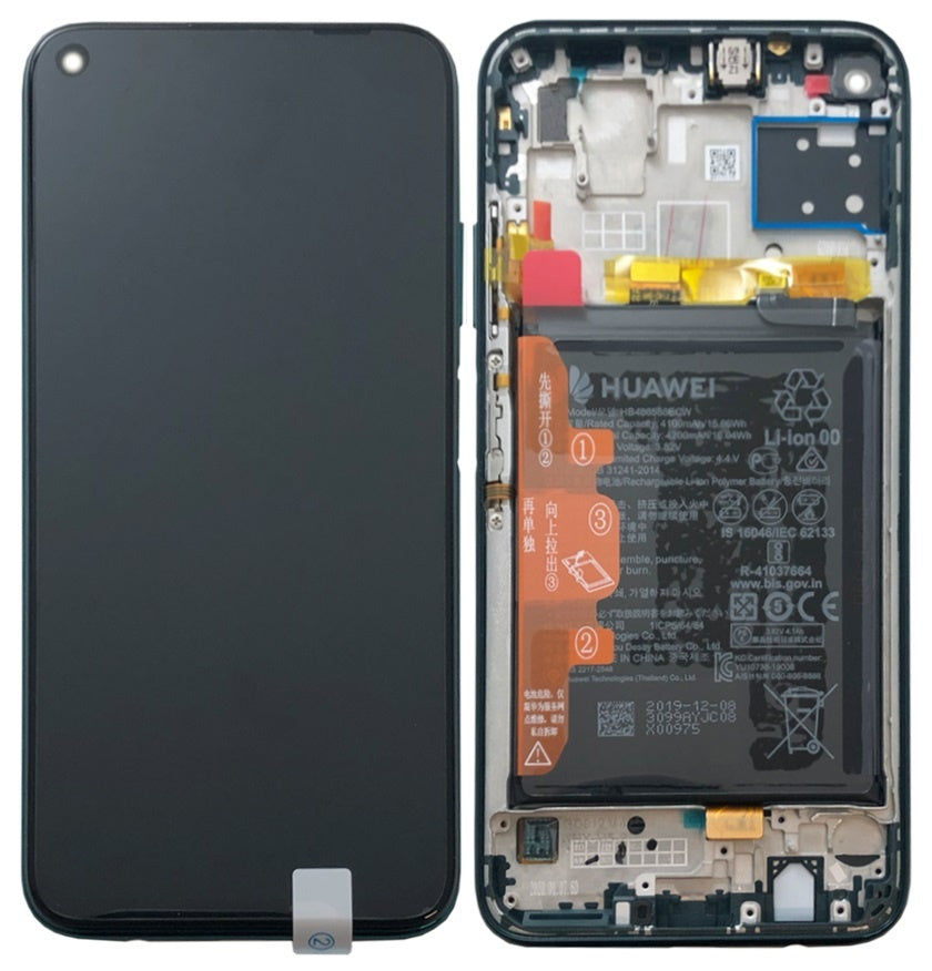 Huawei P40 Lite Crush Green Lcd Screen Display Digitizer Touch Original Genuine Complete Replacement With Battery + Frame