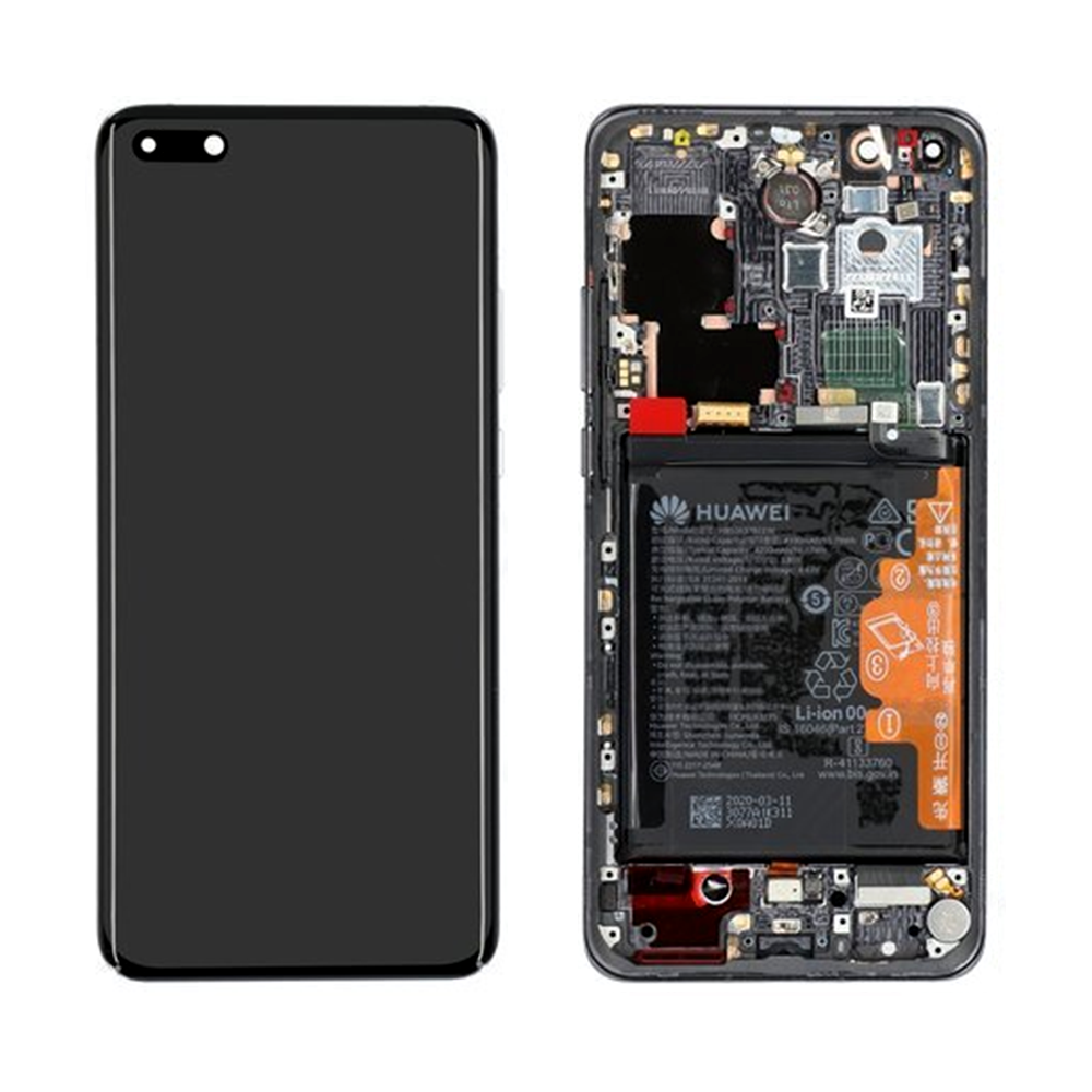 Huawei P40 Pro Lcd Screen Display Digitizer Touch Original Genuine Complete Replacement Black With Battery + Frame