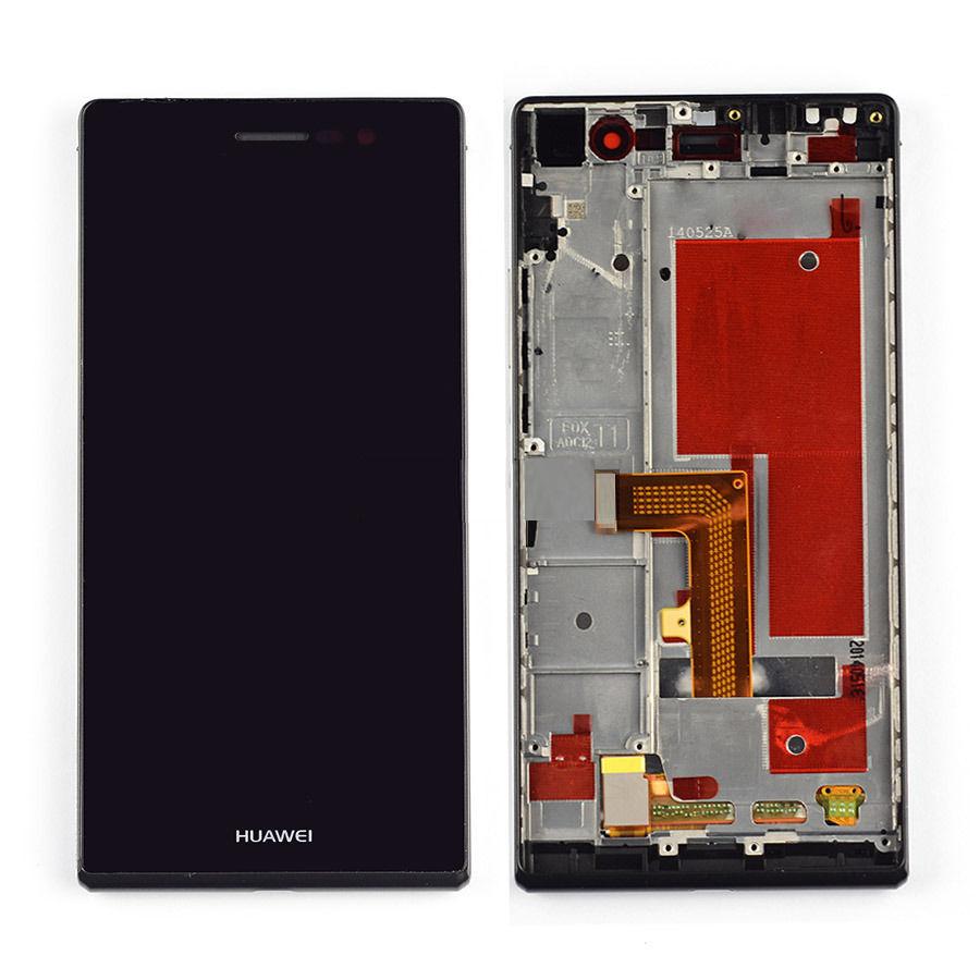 Huawei Ascend P7 Lcd Screen Display Digitizer Touch Original Genuine Complete Replacement Black With Frame
