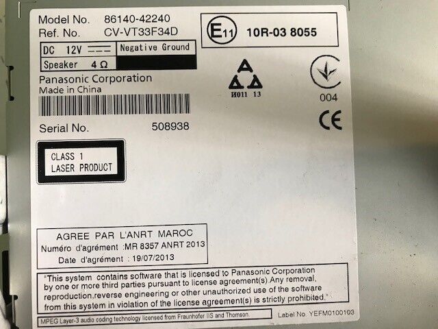 Toyota Rav4 2013-18 Head Unit Sat Nav Touch Screen Digitizer 86140-42240 6.1" New Replacement