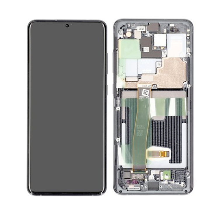 Samsung G988 SM-G988F Galaxy S20 Ultra Lcd Touch Screen Display Complete Original Genuine Grey With Frame