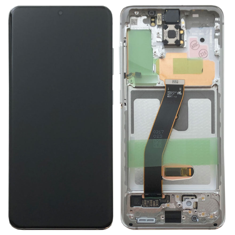 Samsung Galaxy S20 G980 Lcd Touch Screen Display Complete Original Genuine White With Frame