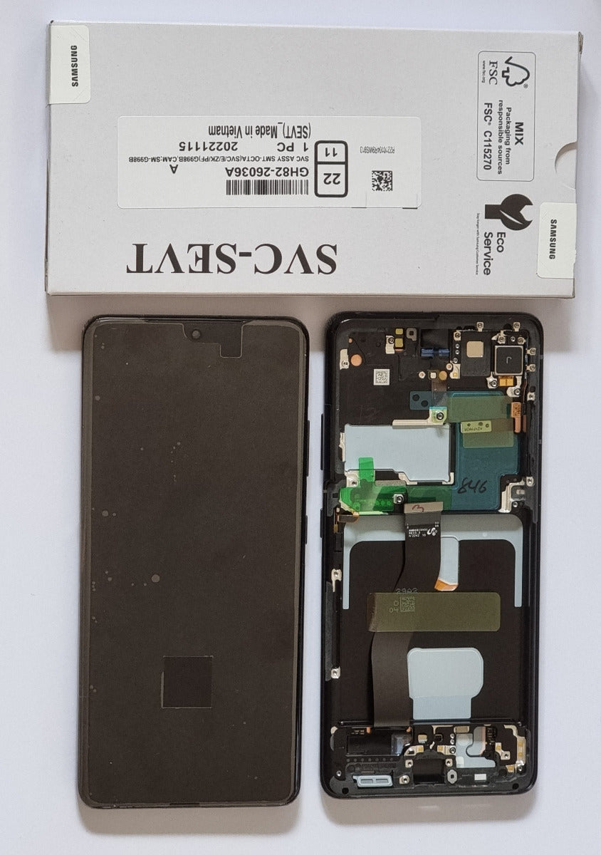 Samsung Galaxy S21 Ultra 5G G998 Lcd Touch Screen Display Complete Original Genuine Phantom Black With Frame