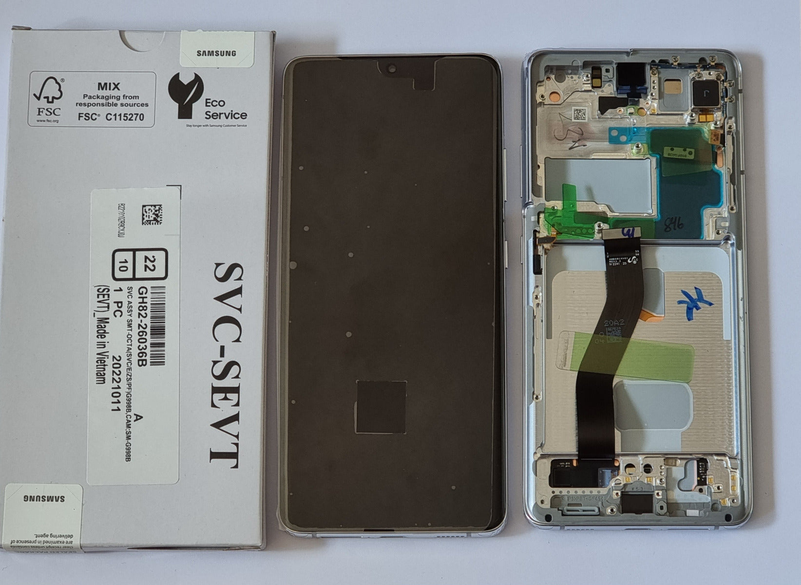 Samsung Galaxy S21 Ultra 5G G998 Lcd Touch Screen Display Complete Original Genuine Phantom Silver With Frame