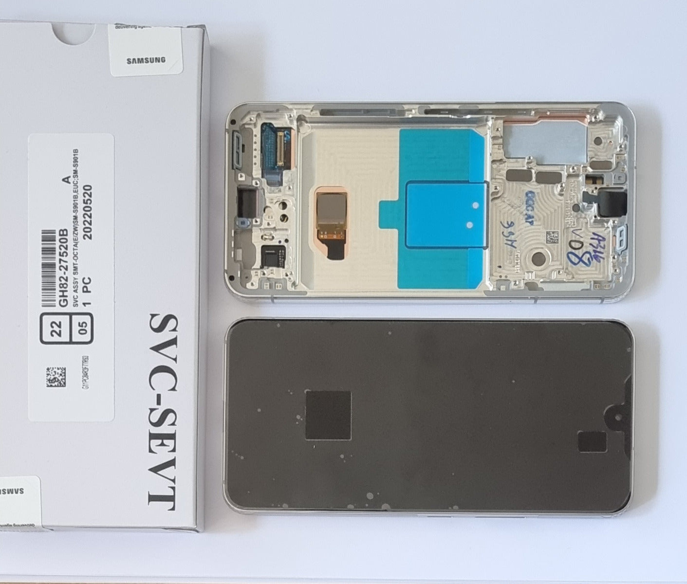 Samsung Galaxy S22 5G S901 Lcd Touch Screen Display Complete Original Genuine Phantom White With Frame