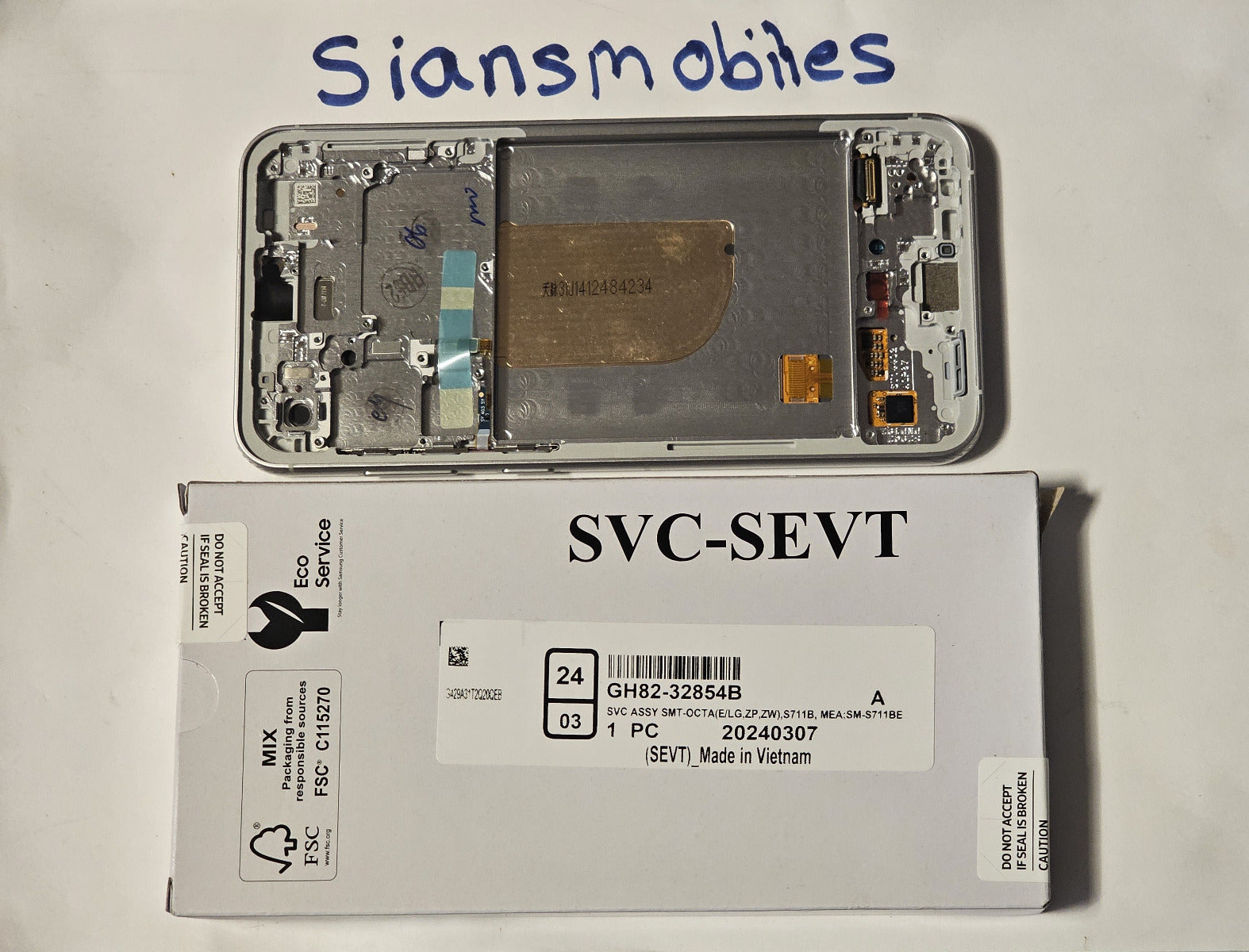 Samsung Galaxy S23 FE S711 Lcd Touch Screen Display Complete Original Genuine Indigo With Frame