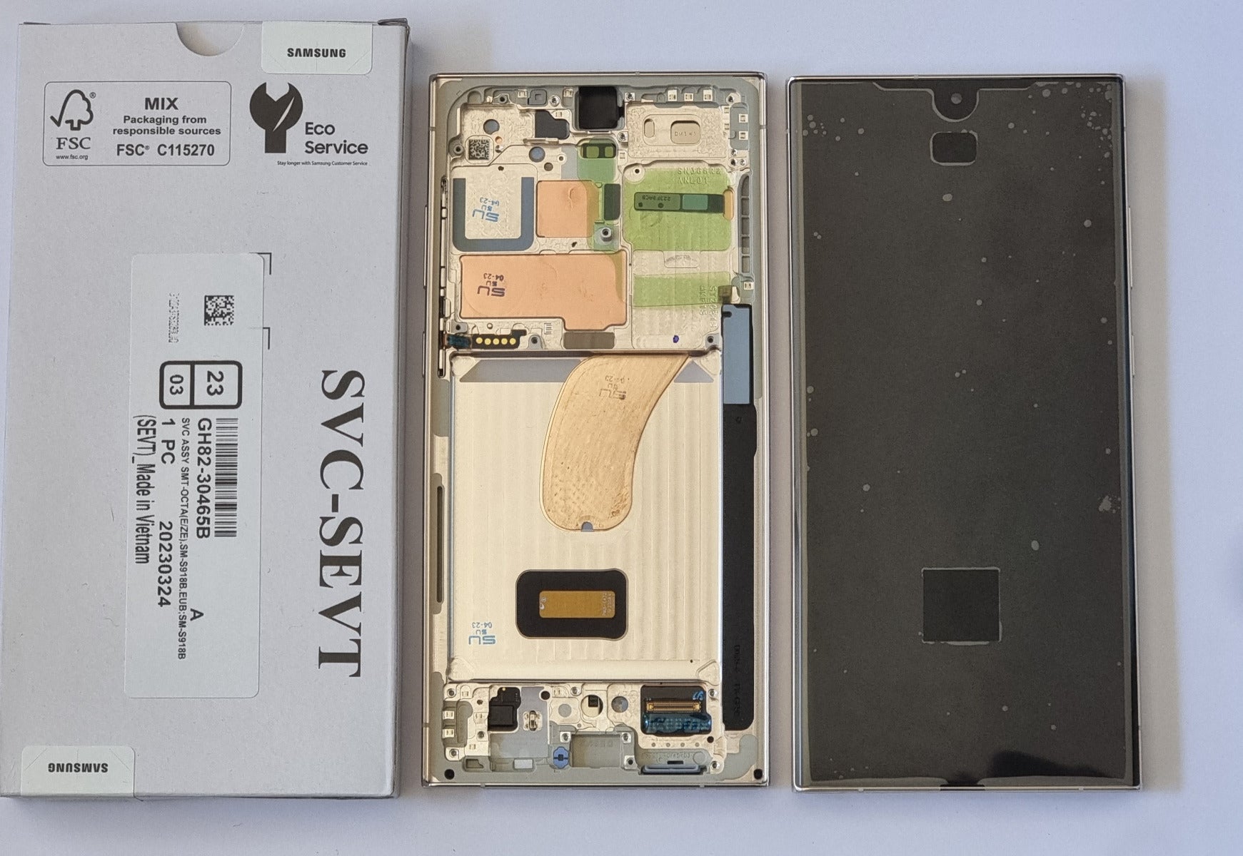 Samsung Galaxy S23 Ultra 5G S918 Lcd Touch Screen Display Complete Original Genuine Cream With Frame