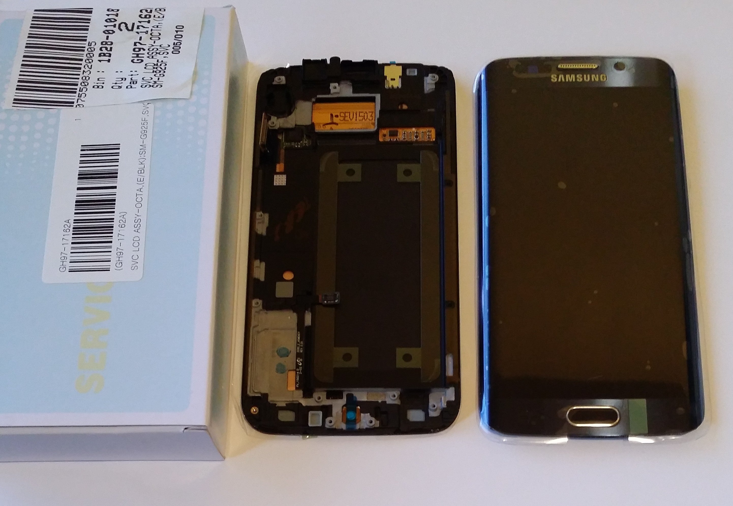 Samsung Galaxy S6 Edge SM-G925F Lcd Touch Screen Display Complete Original Genuine Black Grey Blue With Frame