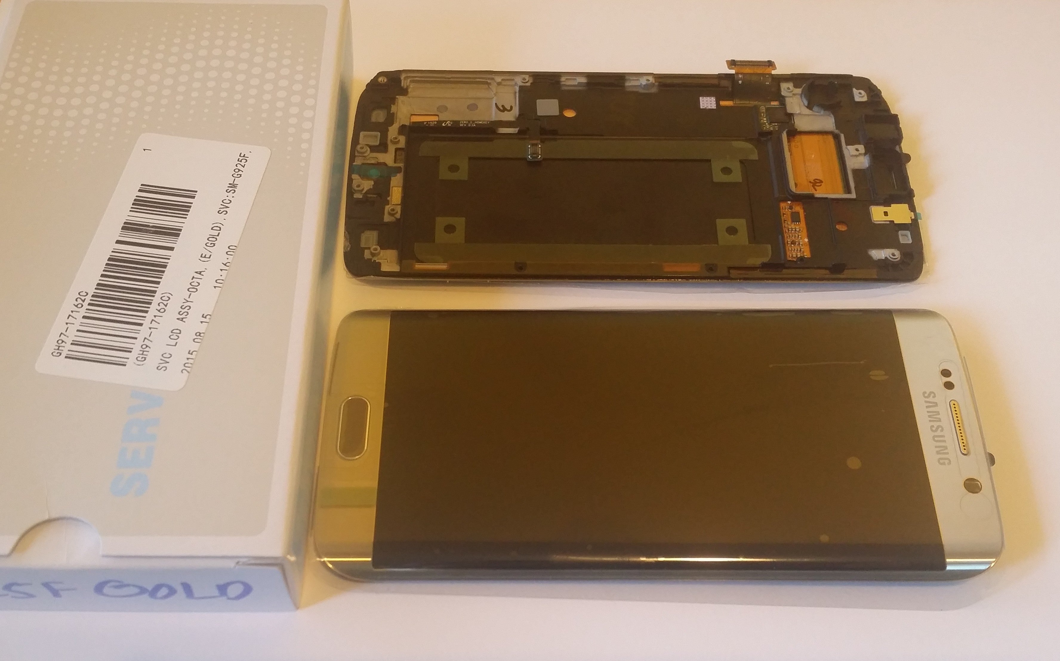 Samsung Galaxy S6 Edge SM-G925F Lcd Touch Screen Display Complete Original Genuine Gold With Frame