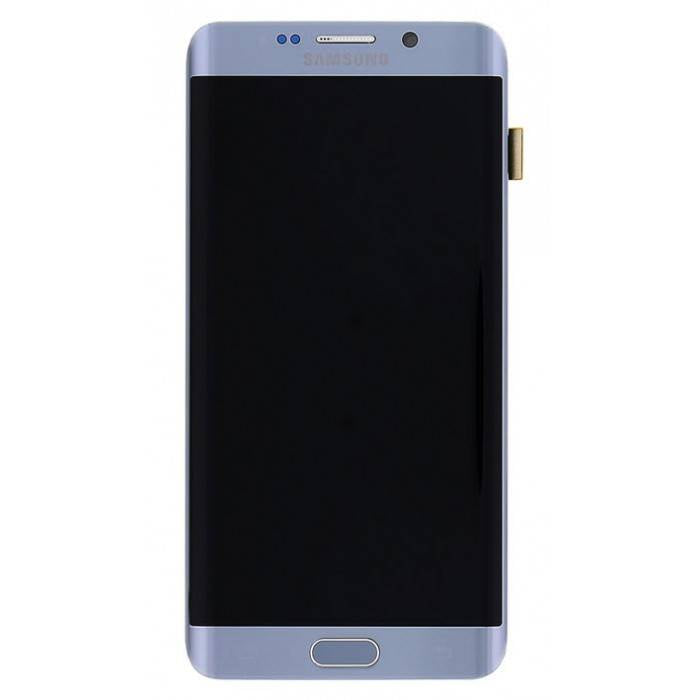 Samsung Galaxy S6 Edge+ SM-G928F Lcd Touch Screen Display Complete Original Genuine Silver Chrome With Frame + Flex