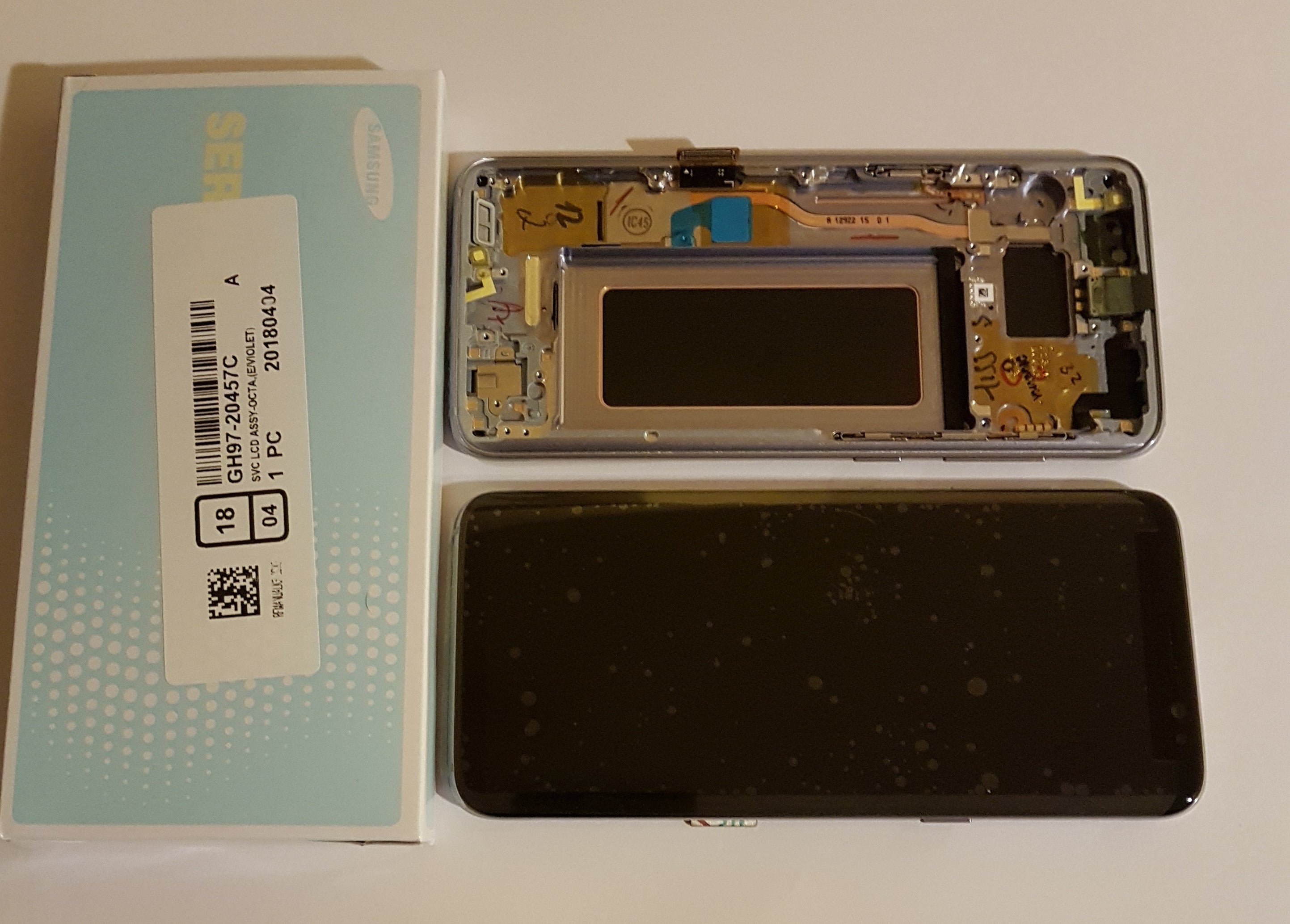 Samsung Galaxy S8 SM-G950F Lcd Touch Screen Display Complete Original Genuine Orchid Grey With Frame