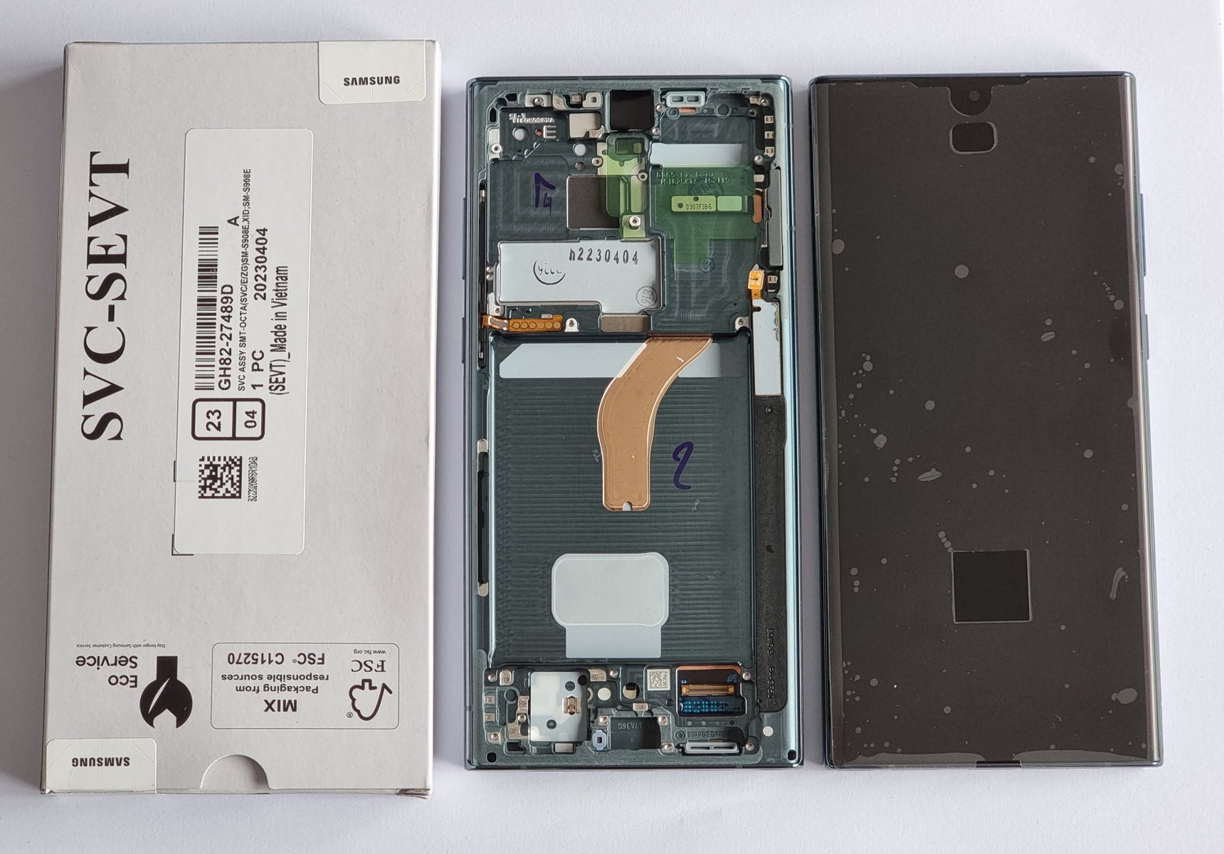 Samsung Galaxy S22 Ultra 5G S908 Lcd Touch Screen Display Complete Original Genuine Green With Frame