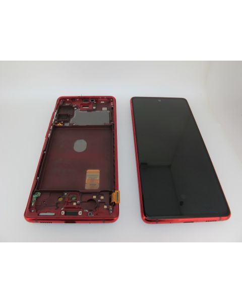 Samsung Galaxy S20 FE 5G G781 Lcd Touch Screen Display Complete Original Genuine Cloud Red With Frame