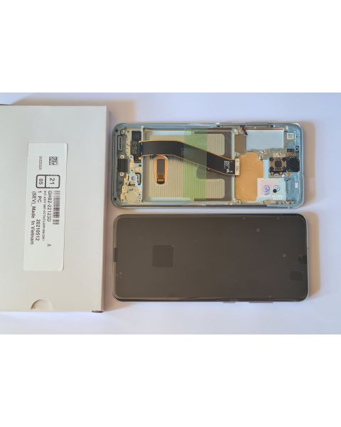 Samsung Galaxy S20 G980 Lcd Touch Screen Display Complete Original Genuine Blue With Frame