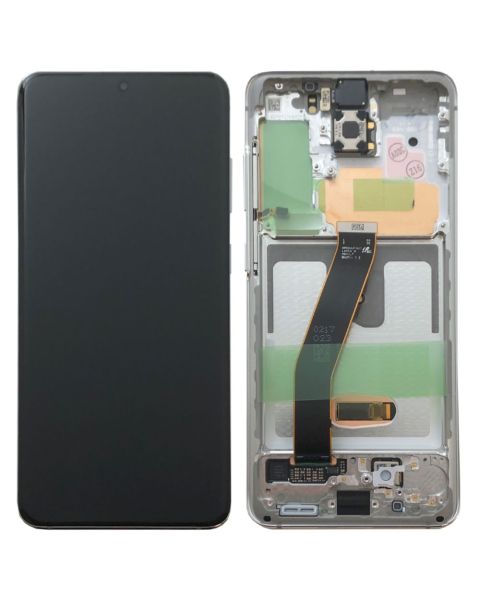 Samsung Galaxy S20 G980 Lcd Touch Screen Display Complete Original Genuine White With Frame
