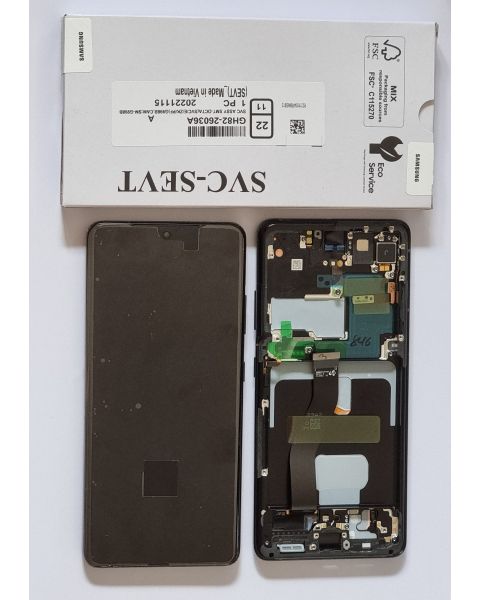 Samsung Galaxy S21 Ultra 5G G998 Lcd Touch Screen Display Complete Original Genuine Phantom Black With Frame