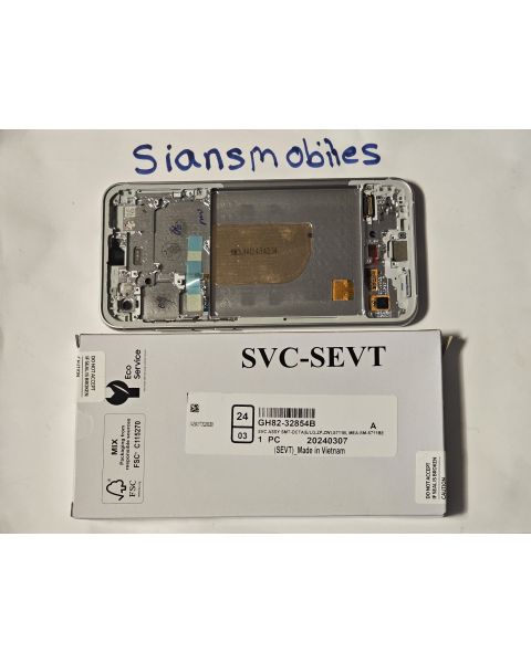 Samsung Galaxy S23 FE S711 Lcd Touch Screen Display Complete Original Genuine Cream With Frame